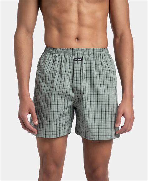 Buy Super Combed Mercerized Cotton Woven Checkered Boxer Shorts with ...