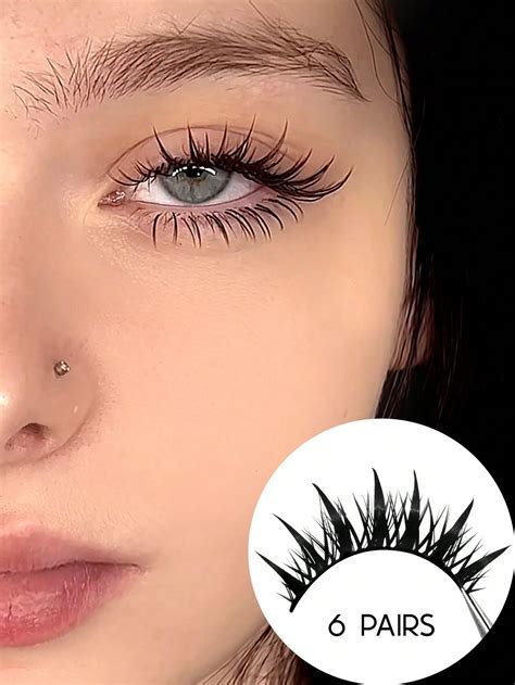 6 Pairs Manga Lashes Anime False Eyelashes Natural Look Fake Lashes Wet ...