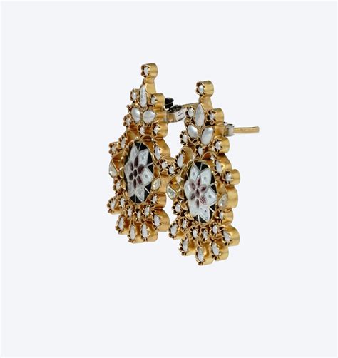 925 Silver Gold Plated Meenakari Earrings with Pearls – Neeta Boochra ...
