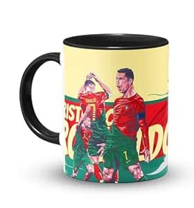 Buy The Desi Monk Ronaldo Printed Black Mug with Print | Football ...