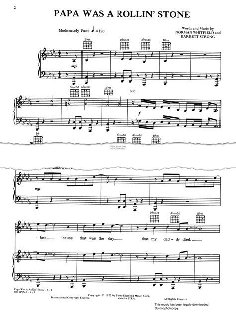 Papa Was A Rolling Stone (Bill Wolfer) | Noten: Gitarre, Klavier ...