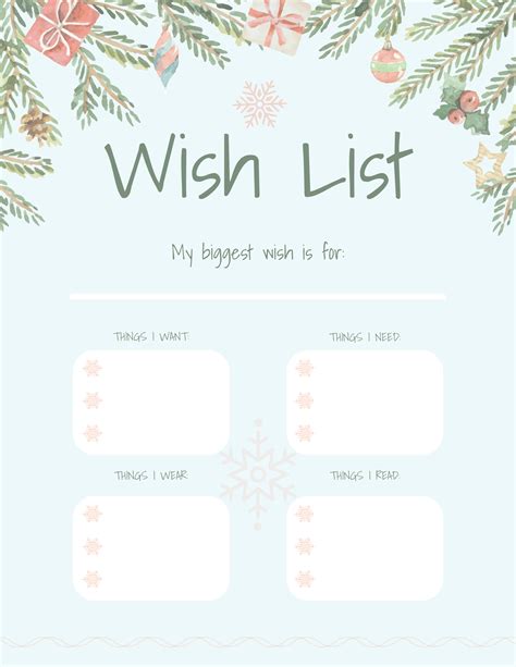 Holiday Wish List Template 4 Gift Rule For Christmas + FREE Wish List