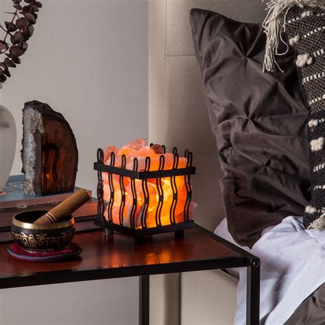 Buy Crystal Allies Metal Wave Cube Basket Salt Lamp Made from Natural ...