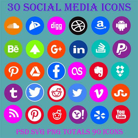 Round Social Icons Psd