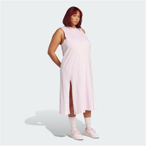 adidas Essentials 3-Stripes Long Racerback Dress (Plus Size) - Pink ...