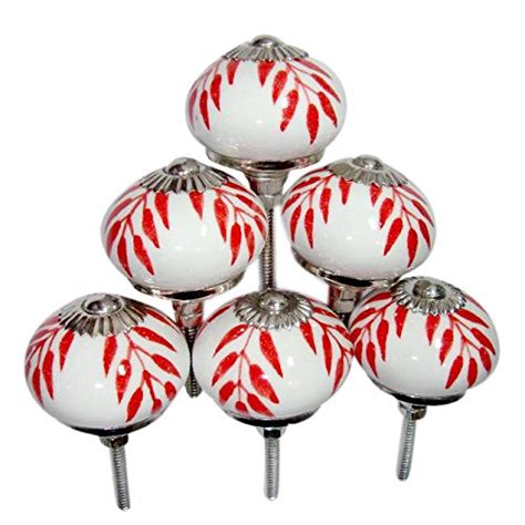 5 Pcs White Ceramic Drawer Knobs Door Cupboard Pulls Indian Mix Kitchen ...