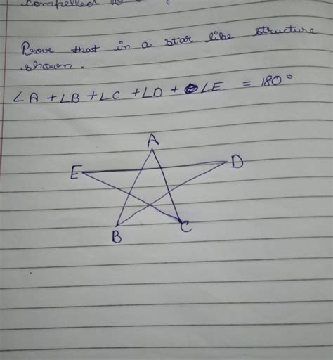 prove that in a star like structures shown angle A + angle B + angle C ...