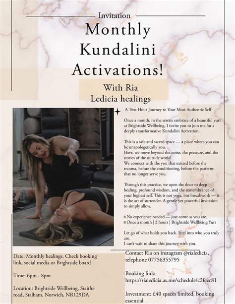 Kundalini activation with Ria, Brightside Wellbeing Events, Warriors ...