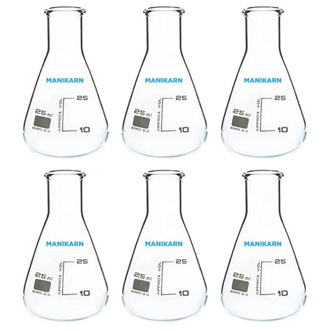 MANIKARN Borosilicate glass Conical flask 25 ml (Set of 6 Piece ...