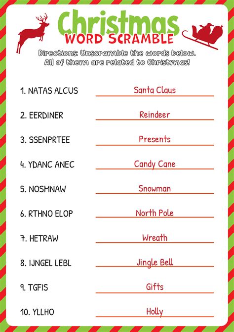 Christmas Word Scramble Game - 15 Free PDF Printables | Printablee