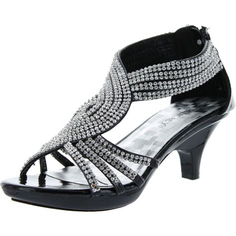 Delicacy Womens Angel-37 Strappy Rhinestone Dress Sandal Low Heel Shoes ...