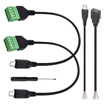 DKARDU 5Pcs Micro USB Screw Terminal Block Connector Cable, 30cm Male ...
