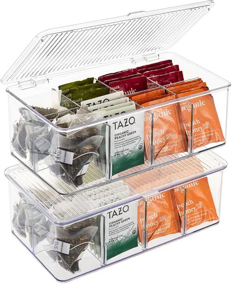 Sorbus Organizer Bins, with lids & Removable Compartments, tea bag ...