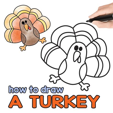 How to Draw a Turkey | Turkey drawing, Easy turkey drawing ...
