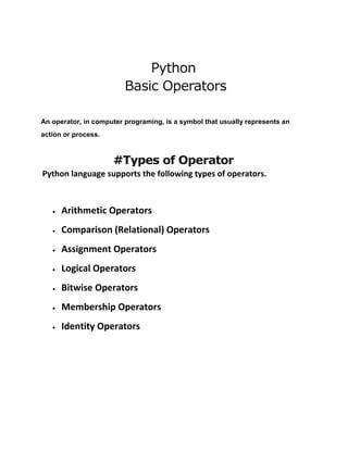 Image result for Python Basic Operators