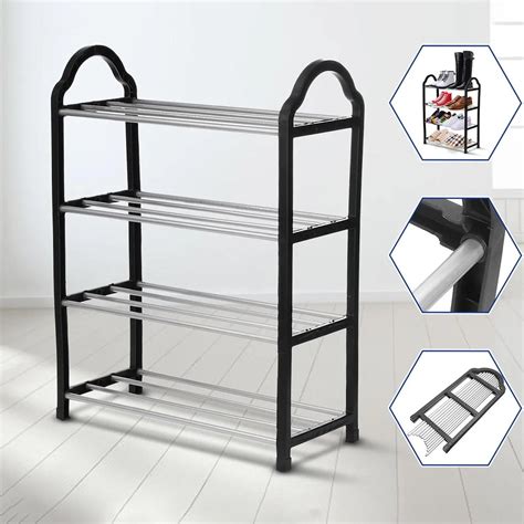 4 Layer Space‐saving Shoes Show Rack Folding Shoe Rack (1 Pc)