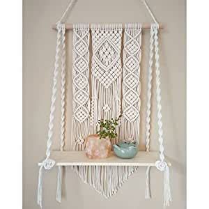 Kaahira Macrame Wall Hanging Shelf (D02) Twisted Cotton Rope Natural ...