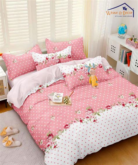 Pink & White Floral Comforter Set with Bedsheet & Pillow Covers – Weave ...