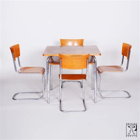 Original group of cantilever tubular steel chairs by Mart Stam 1930s ...