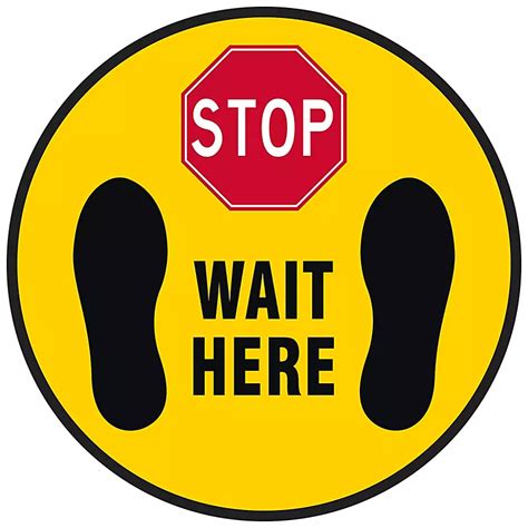 Warehouse Floor Sign - "Stop Wait Here", 8" Diameter S-24011 - Uline