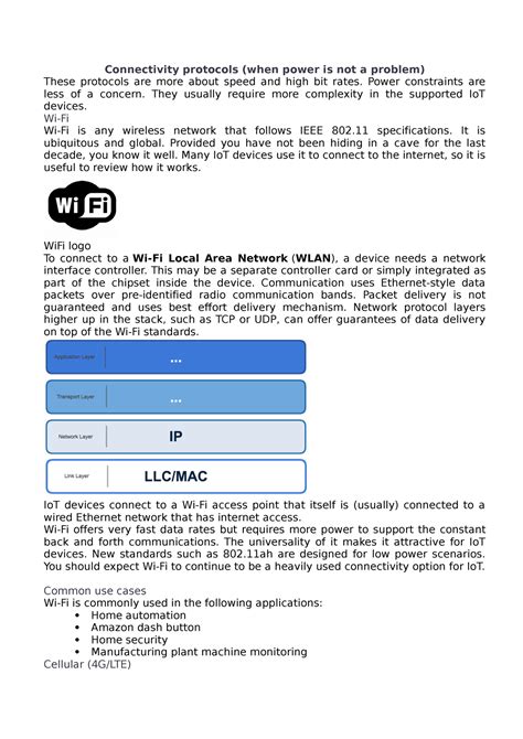 Iotcpa UNIT 1 Notes - Connectivity protocols (when power is not a ...