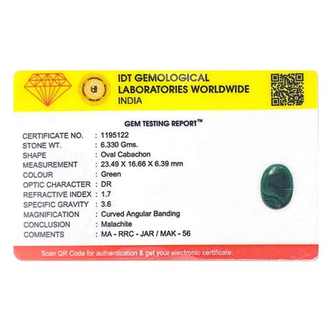 Malachite - Kidney Stone - 31.65 Carats - Natural and Certified ...