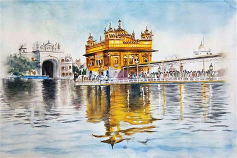 Golden Temple Amritsar - Sikh Holy Shrine - Watercolor Painting Poster ...
