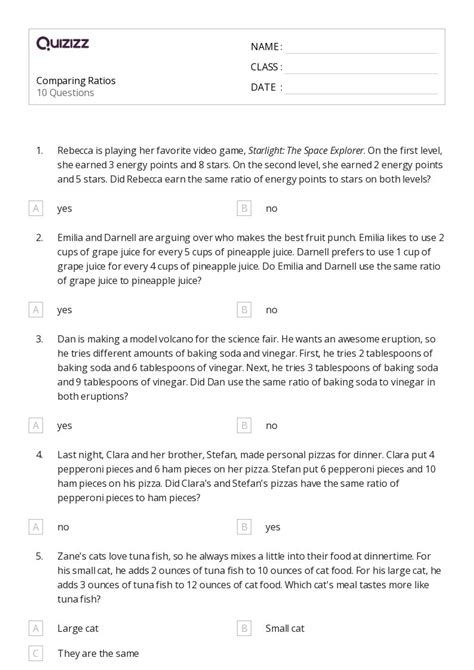 50+ Comparing Amount worksheets for 6th Class on Quizizz | Free & Printable