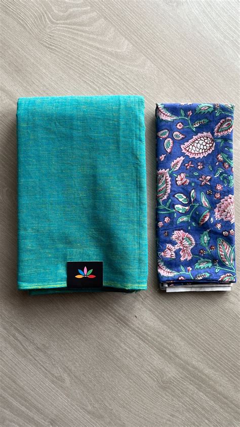 Plain Cotton Saree with Contrast Blouse-25052-25053 – FABK