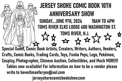 Jersey Shore Comic Book Show 10th Anniversary, Toms River Elks Lodge ...