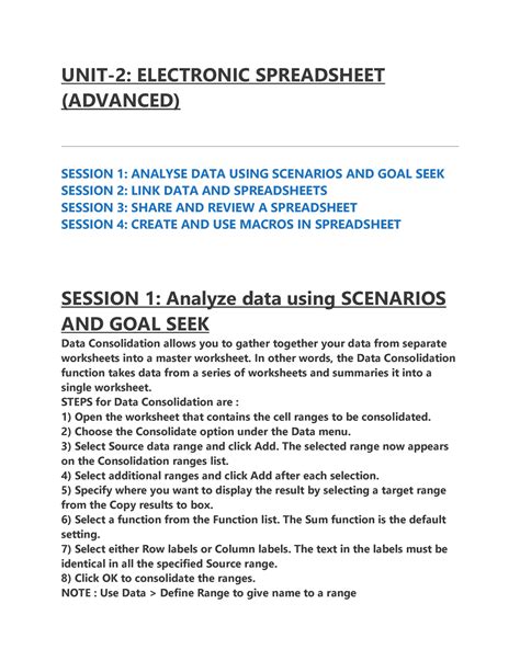 Spreadsheet 10 - nothing much - UNIT-2: ELECTRONIC SPREADSHEET ...