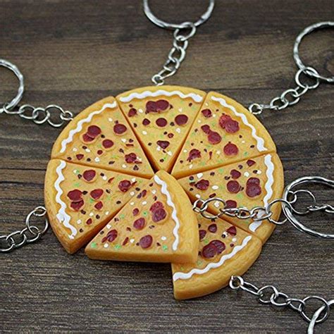 Dwayne C 5PCS Lovely Pizza Keychain Mini Tool Key Ring Home Office Car ...