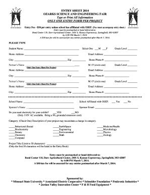 Fillable Online k12science missouristate Printable Entry Form - K12 ...