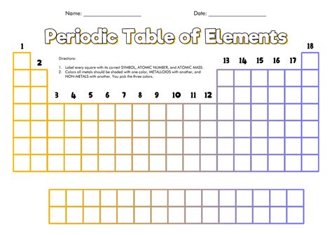 Printable Periodic Table Worksheet