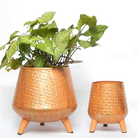 Melon Orange Iron Planter Stand Set – Indoor & Outdoor Décor – Ecofynd