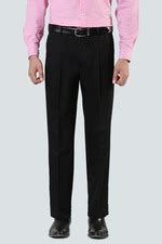 Buy Men Black Solid Pleated Formal Trousers Online - 182373 | Louis ...