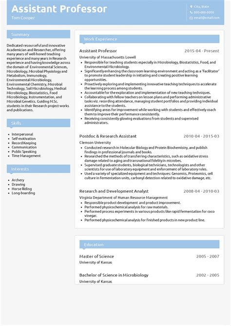 Image result for Assistant Professor Computer Science Resume Template