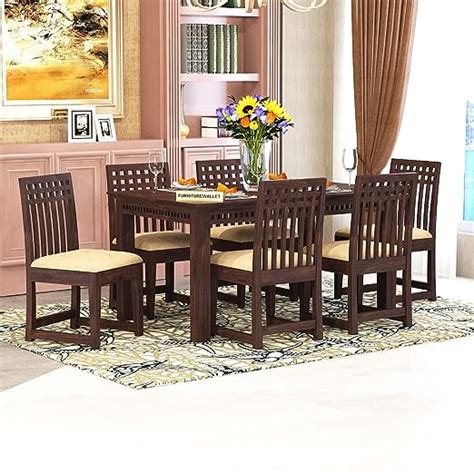 FURNITUREWALLET Sheesham Wood Dining Table 6 Seater / 6 Seater Dining ...