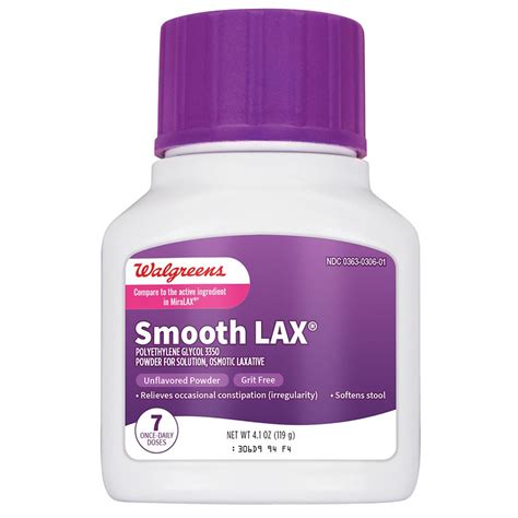 Walgreens SmoothLax Polyethylene Glycol 3350 Powder for Solution ...