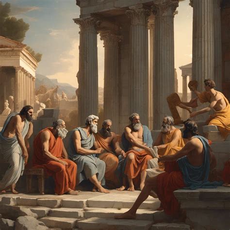 Ancient Greek philosophers debating at agora - AI Generated Artwork - NightCafe Creator