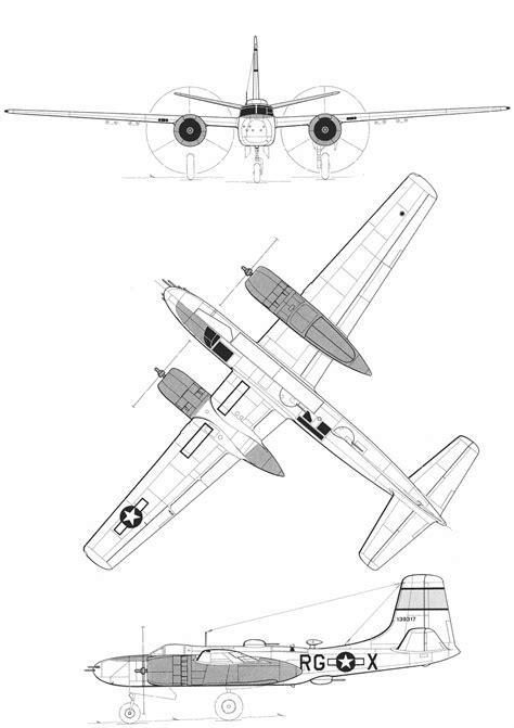 Douglas A-26 Invader Blueprint - Download free blueprint for 3D modeling