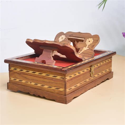 Buy santarms Wooden Handicrafts Holy Quran Sharif Book Box With Rehal ...