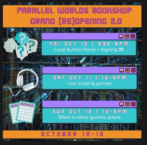 Parallel Worlds Bookshop Grand Reopening Weekend at Parallel Worlds ...