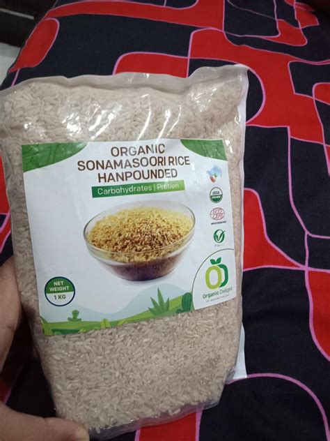 Organic Delight Sonamasuri Raw Rice/Sona Masuri White Chawal with Hand ...