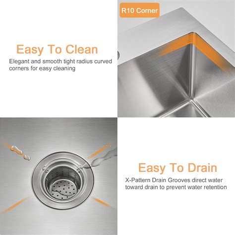 Buy Bar Sink, ROVATE 15 x 17 inch Drop in Top Mount Bar or Prep Kitchen ...
