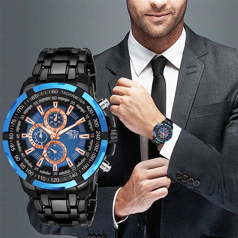 SWADESI STUFF Blue Dial Chronograph Luxury Quartz Analog Watch for Men ...