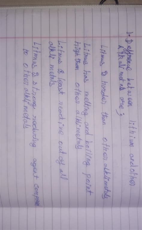 List three properties of lithium in which it differs from rest of ...