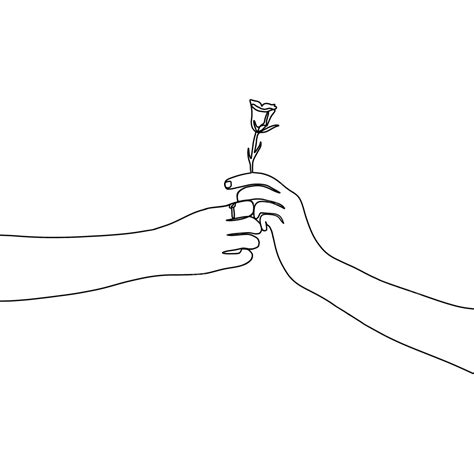 One Line Couple PNG Picture, Flower In Couple Hands One Line Art Love ...