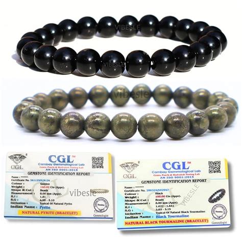 VIBESLE Combo Of Original Certified Pyrite Stone Unisex-Adult Bracelet ...