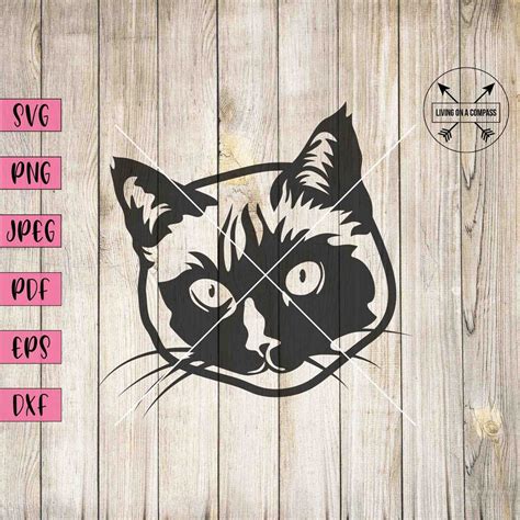 Buy Siamese Cat Svg, Cat Svg, Cute Cat Svg, Cat Face Svg, Cat Face ...